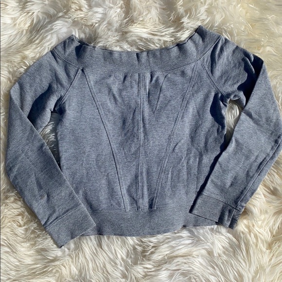 •EXPRESS• Gray {true vintage} >long sleeved< Crop Top - Picture 2 of 3